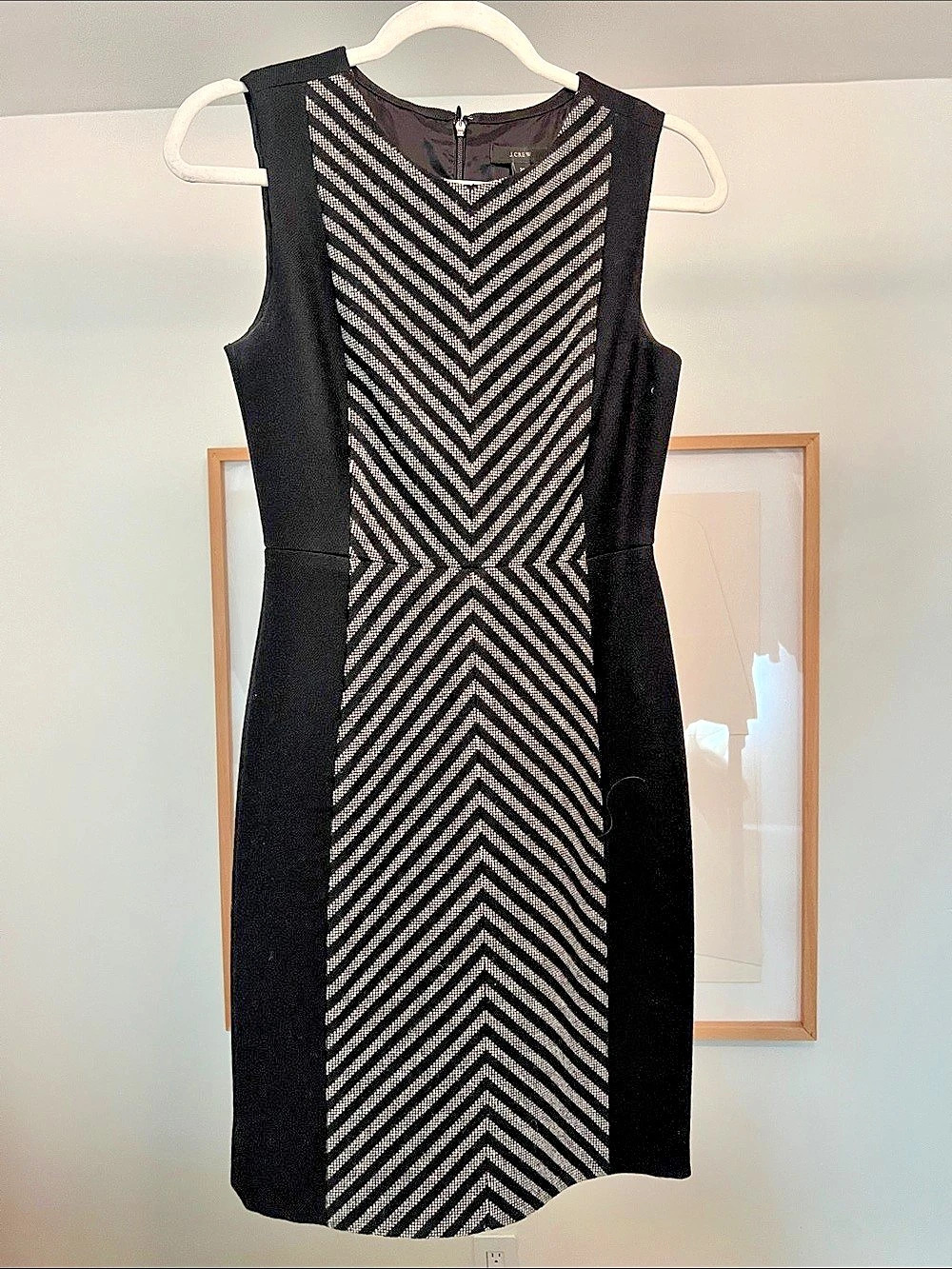 J.Crew Geometric Midi Dress in navy & White Size 2P